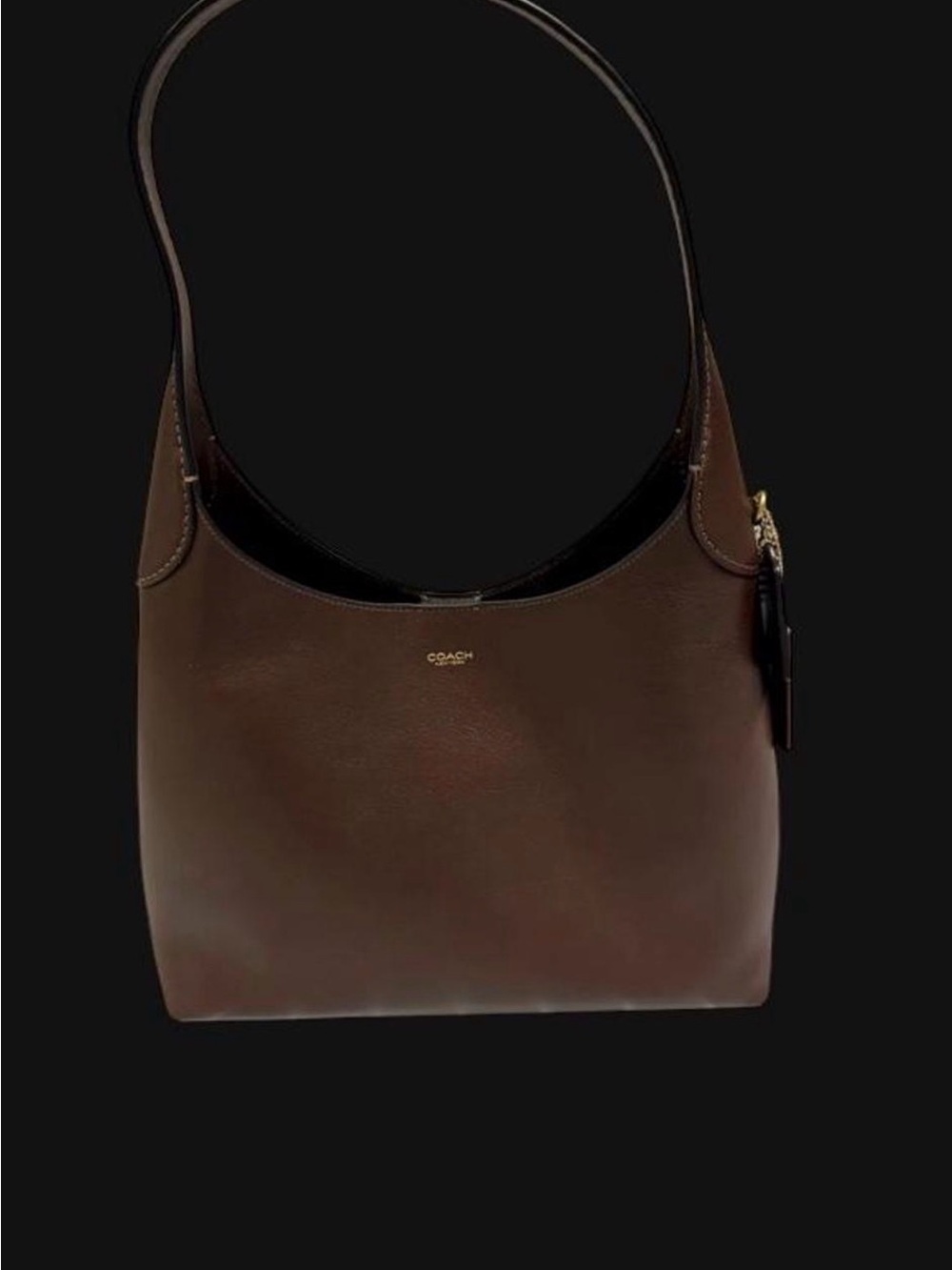 Coach Dark Brown Leather Shoulder Tote with Gold Hardware